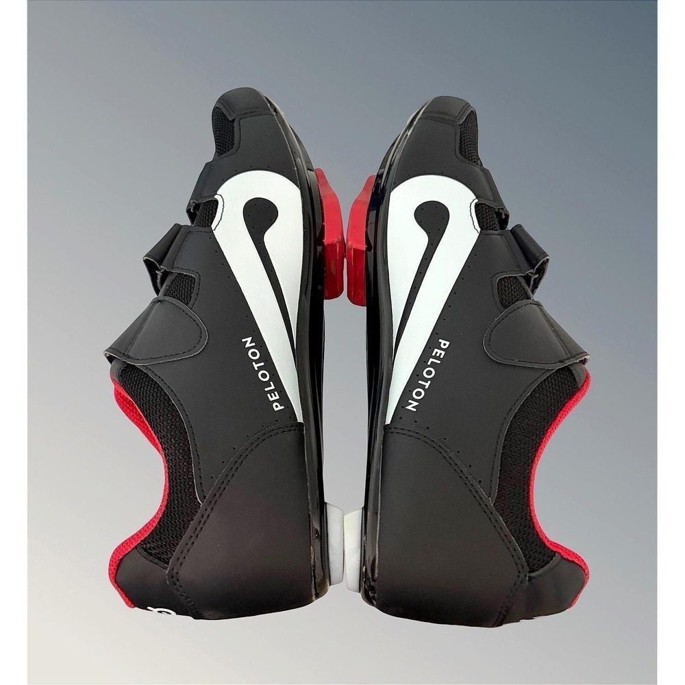 Peloton Cycling Shoes Mens US Size 12 Black Red White PL-SH-02 EU 46 With Cleats - Picture 5 of 16